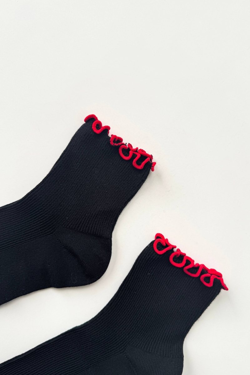 Chaussettes Ruffled Modal Le Bon Shoppe Noir et Rouge - Ex - voto