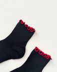 Chaussettes Ruffled Modal Le Bon Shoppe Noir et Rouge - Ex - voto