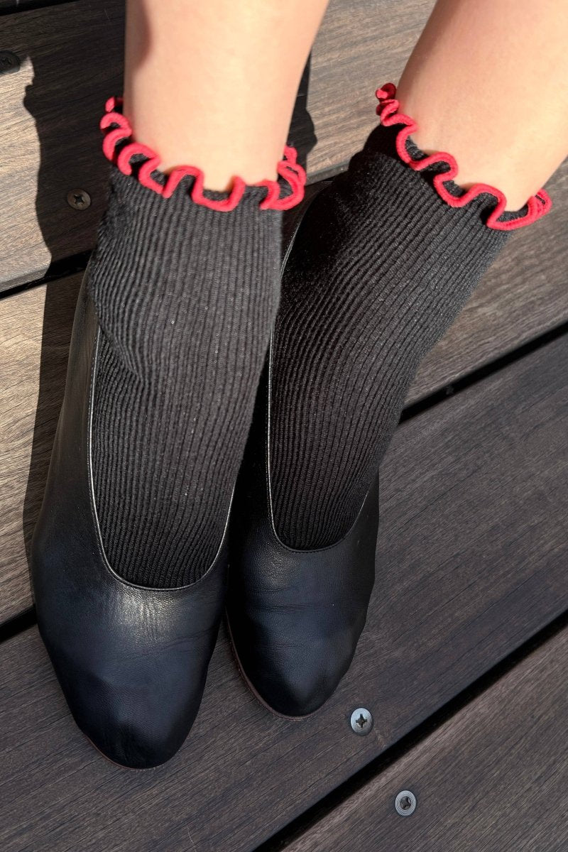 Chaussettes Ruffled Modal Le Bon Shoppe Noir et Rouge - Ex - voto