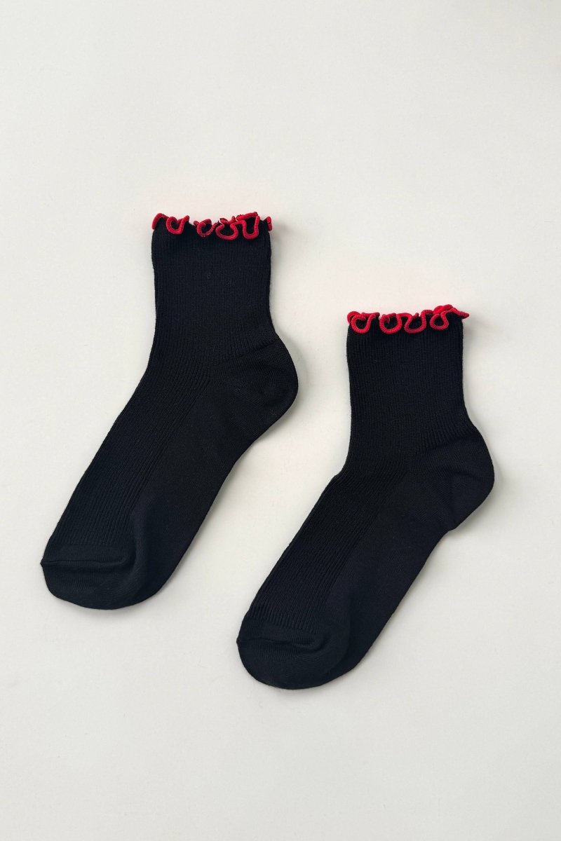 Chaussettes Ruffled Modal Le Bon Shoppe Noir et Rouge - Ex - voto