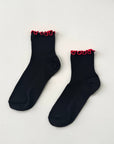 Chaussettes Ruffled Modal Le Bon Shoppe Noir et Rouge - Ex - voto