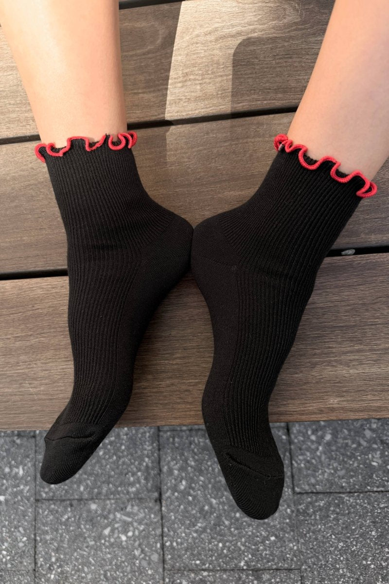 Chaussettes Ruffled Modal Le Bon Shoppe Noir et Rouge - Ex - voto