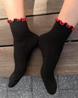Chaussettes Ruffled Modal Le Bon Shoppe Noir et Rouge - Ex - voto