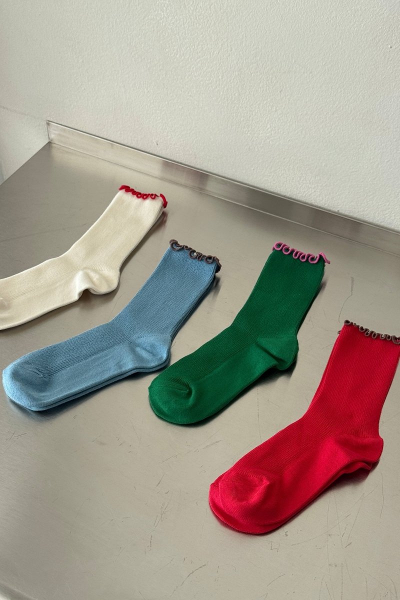 Chaussettes Ruffled Modal Le Bon Shoppe Spinach - Ex - voto