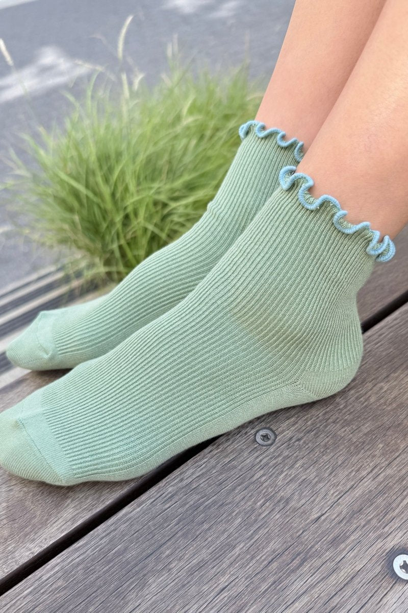 Chaussettes Ruffled Modal Le Bon Shoppe Vert et Bleu - Ex - voto