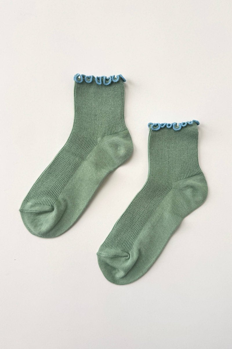 Chaussettes Ruffled Modal Le Bon Shoppe Vert et Bleu - Ex - voto