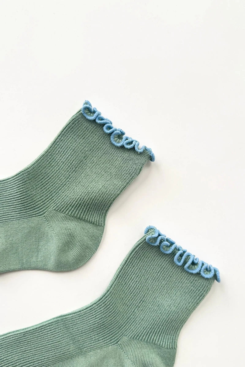 Chaussettes Ruffled Modal Le Bon Shoppe Vert et Bleu - Ex - voto