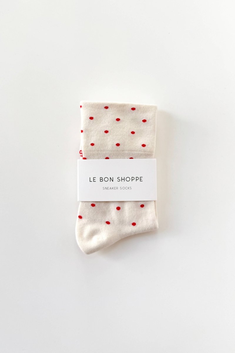 Chaussettes Sneaker Blanches Pois Rouges Le Bon Shoppe - Ex - voto