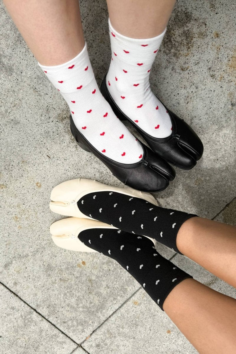 Chaussettes Sneaker Le Bon Shoppe Blanches Coeurs Rouges - Ex - voto