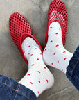Chaussettes Sneaker Le Bon Shoppe Blanches Coeurs Rouges - Ex - voto