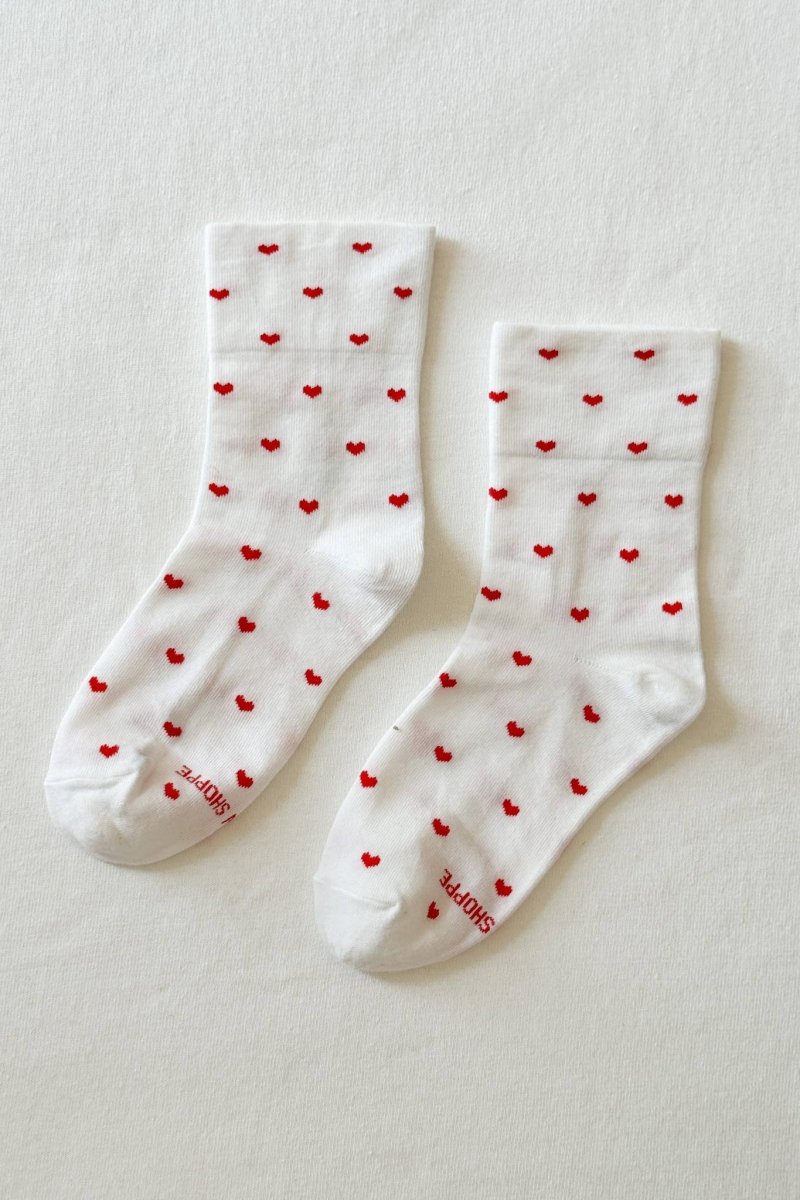 Chaussettes Sneaker Le Bon Shoppe Blanches Coeurs Rouges - Ex - voto