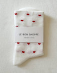 Chaussettes Sneaker Le Bon Shoppe Blanches Coeurs Rouges - Ex - voto