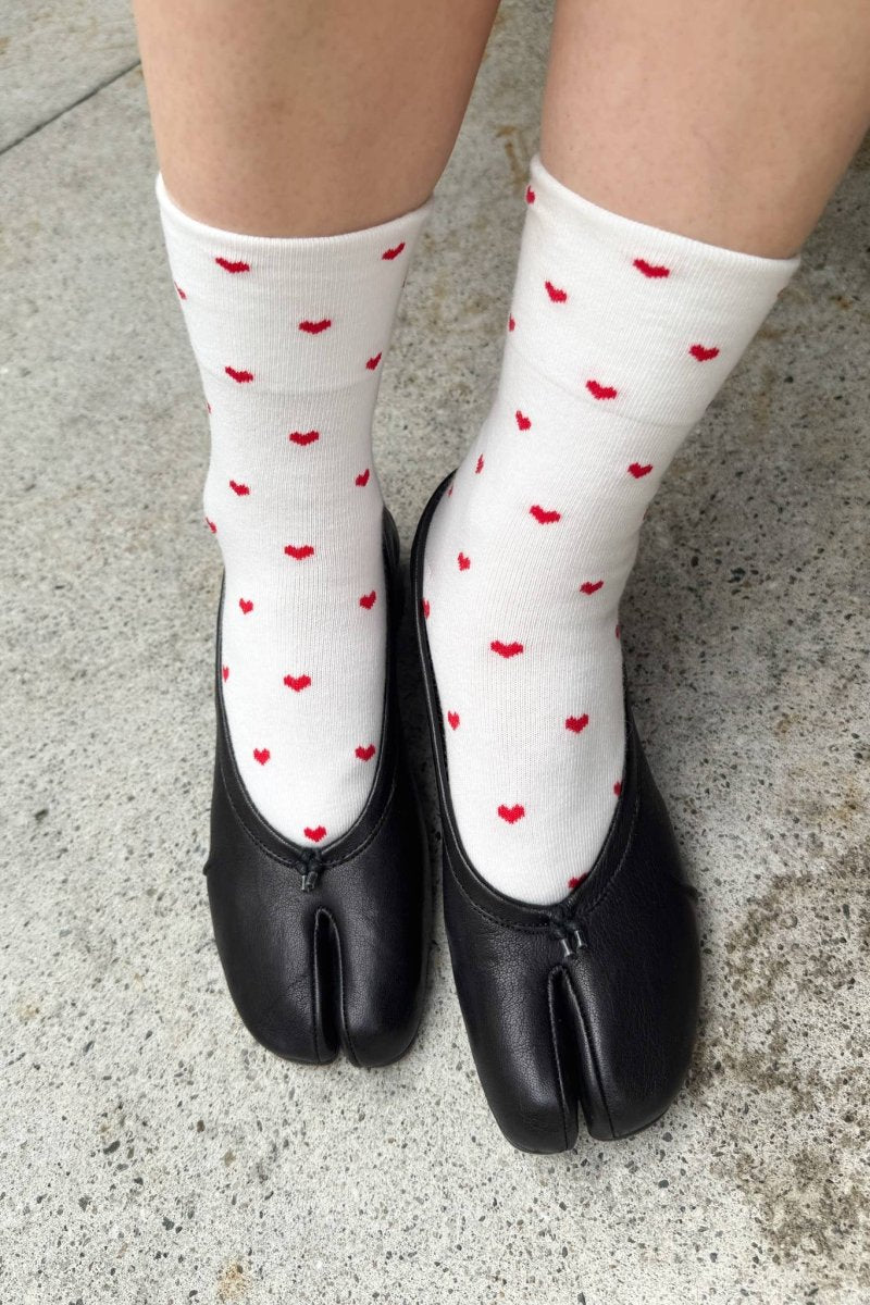 Chaussettes Sneaker Le Bon Shoppe Blanches Coeurs Rouges - Ex - voto