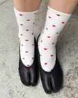 Chaussettes Sneaker Le Bon Shoppe Blanches Coeurs Rouges - Ex - voto