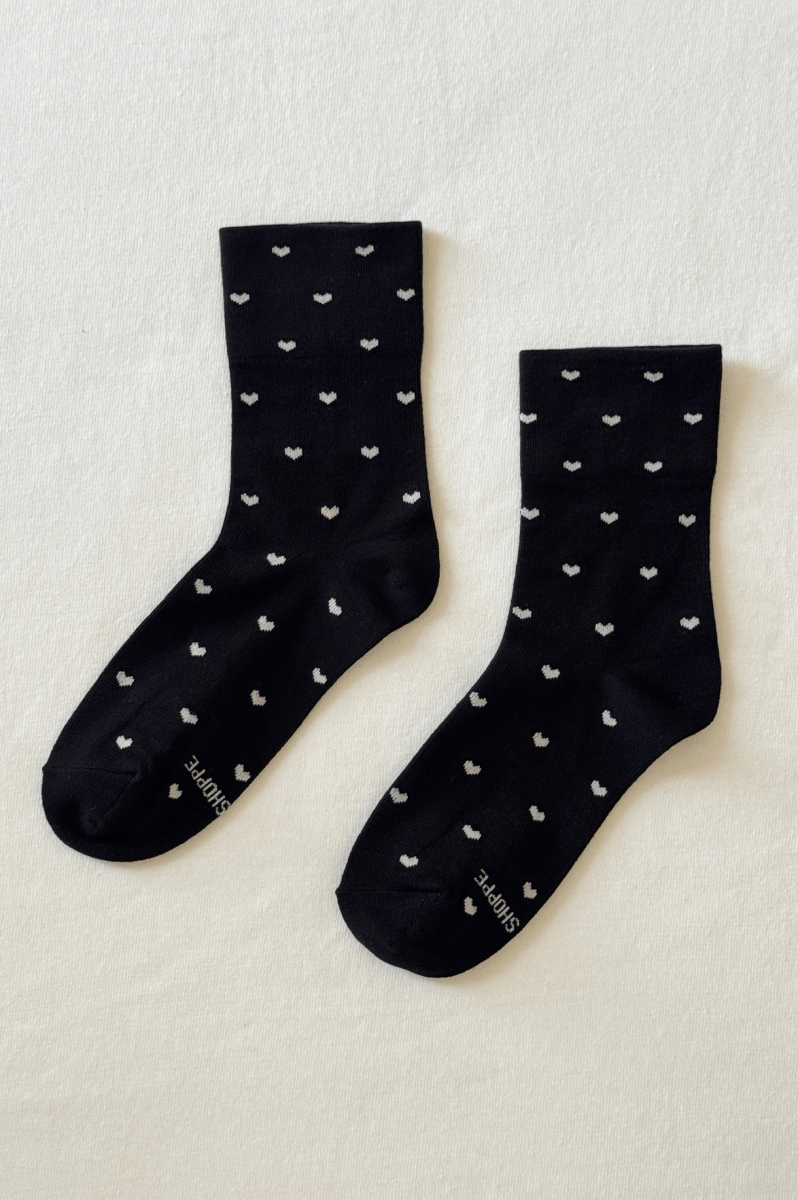 Chaussettes Sneaker Le Bon Shoppe Noires Coeurs Blancs - Ex - voto