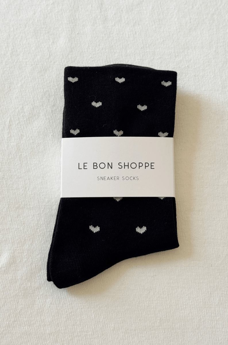 Chaussettes Sneaker Le Bon Shoppe Noires Coeurs Blancs - Ex - voto