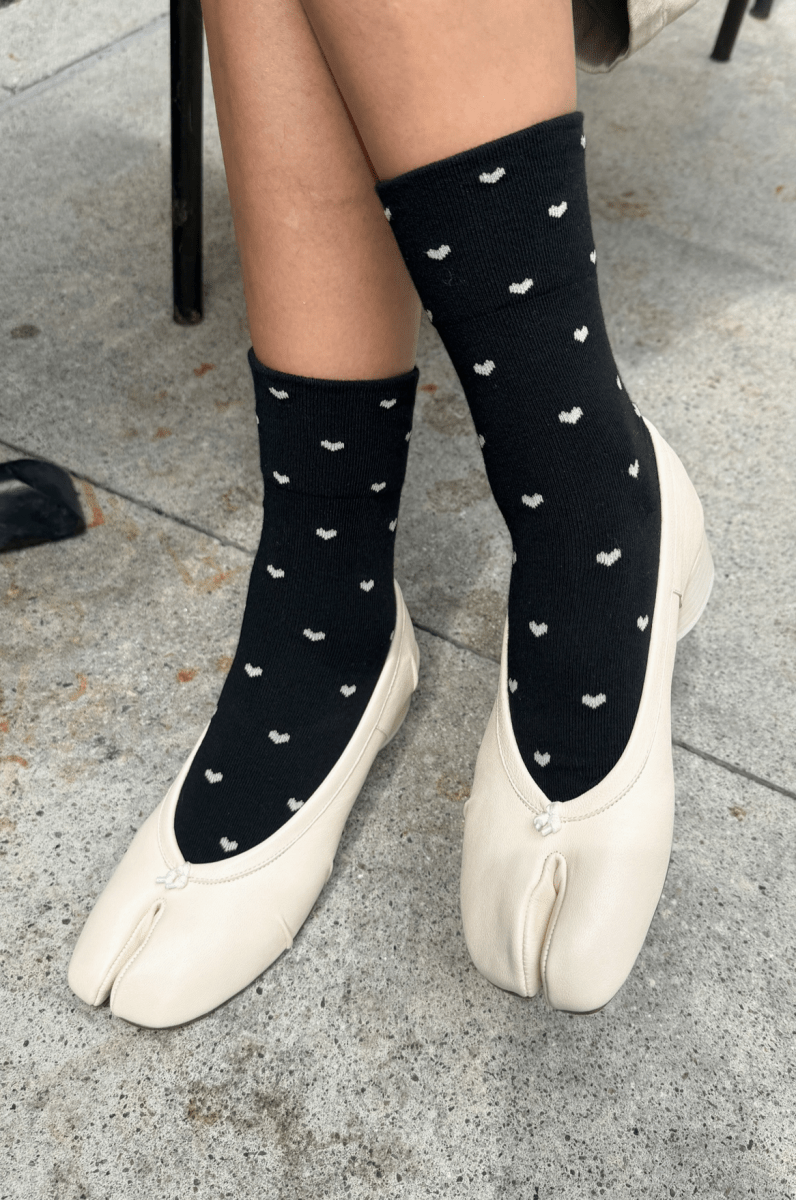 Chaussettes Sneaker Le Bon Shoppe Noires Coeurs Blancs - Ex - voto