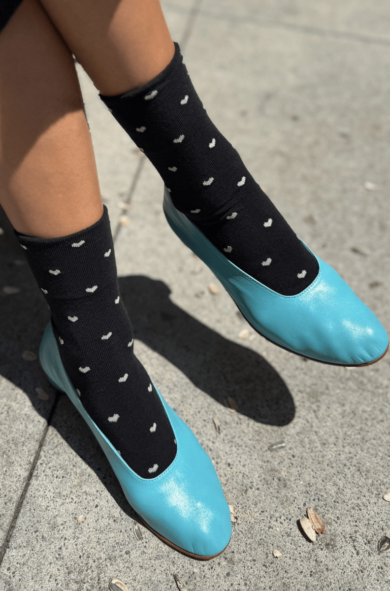 Chaussettes Sneaker Le Bon Shoppe Noires Coeurs Blancs - Ex - voto