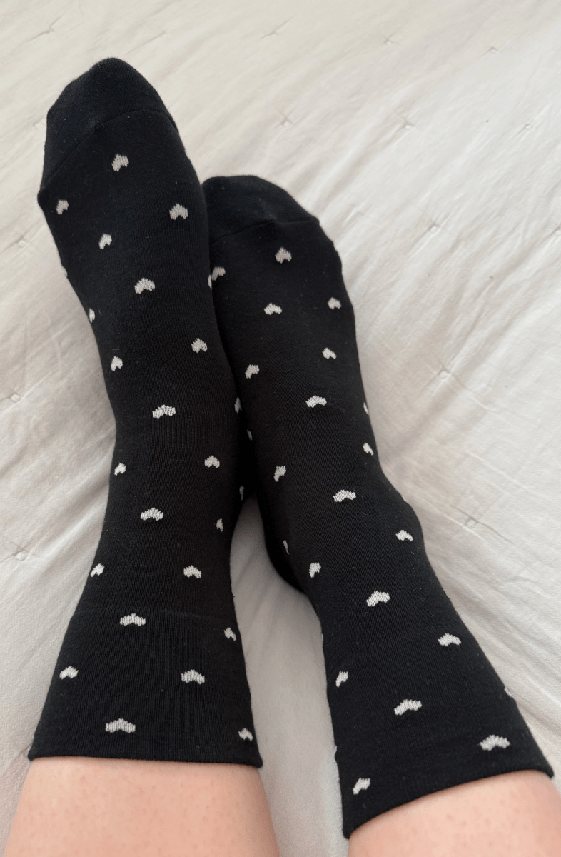 Chaussettes Sneaker Le Bon Shoppe Noires Coeurs Blancs - Ex - voto