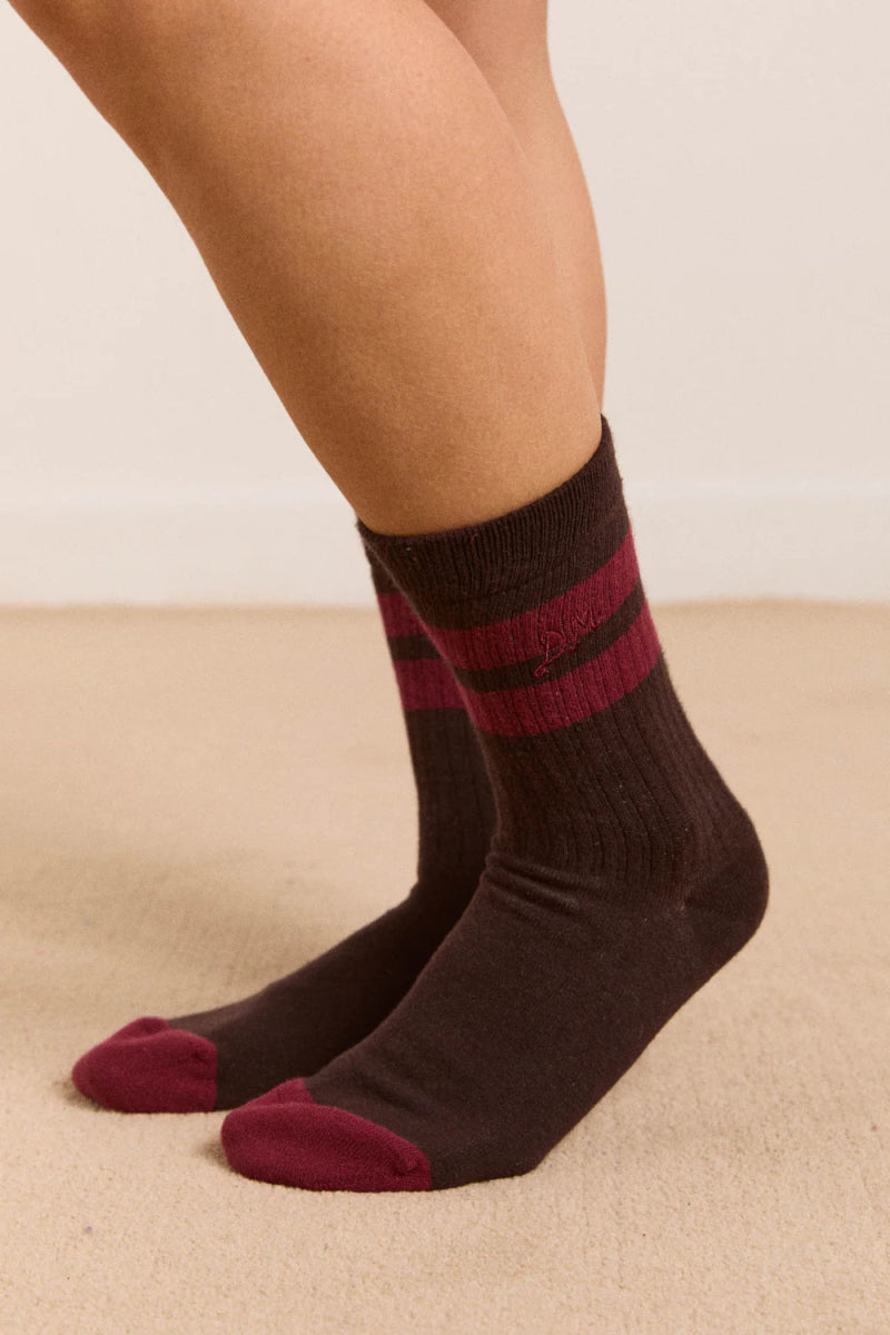 Chaussettes Sporty Damson Madder Brun et Bourgogne - Ex - voto