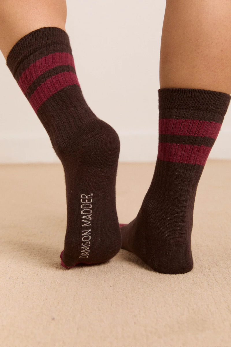 Chaussettes Sporty Damson Madder Brun et Bourgogne - Ex - voto