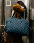 Baggu Navy Green Check Carry-on Cloud Bag