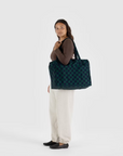 Baggu Navy Green Check Carry-on Cloud Bag