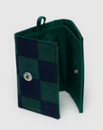 Baggu Snap Navy Green Check Wallet 