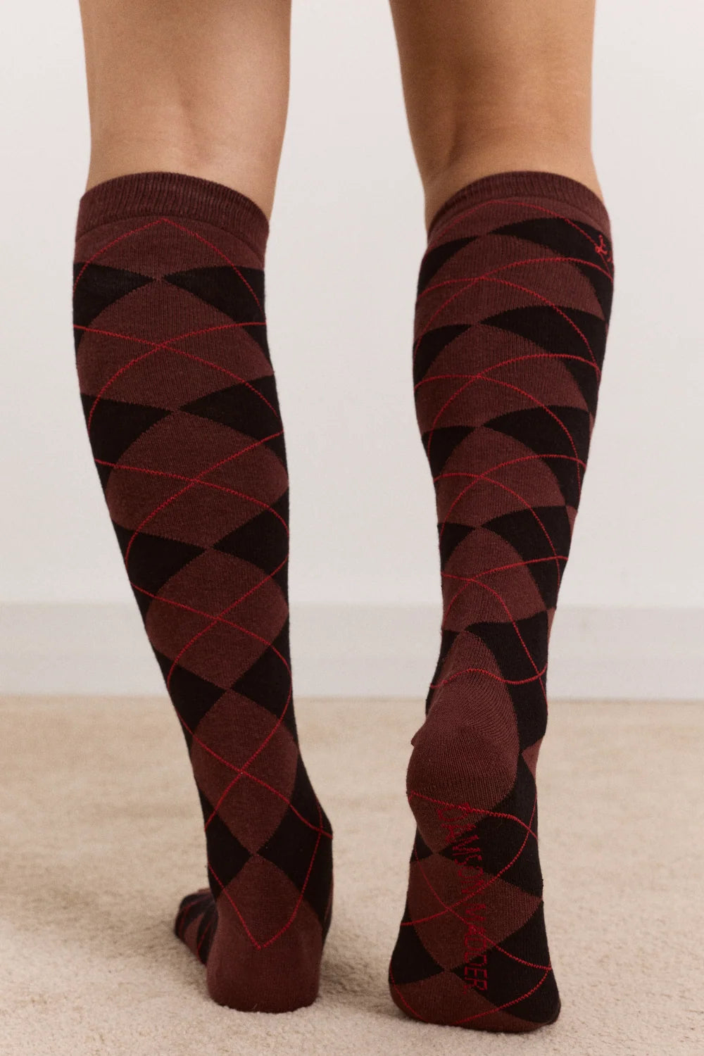 Damson Madder Argyle Knee-High Socks