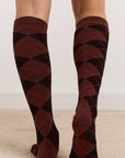 Damson Madder Argyle Knee-High Socks