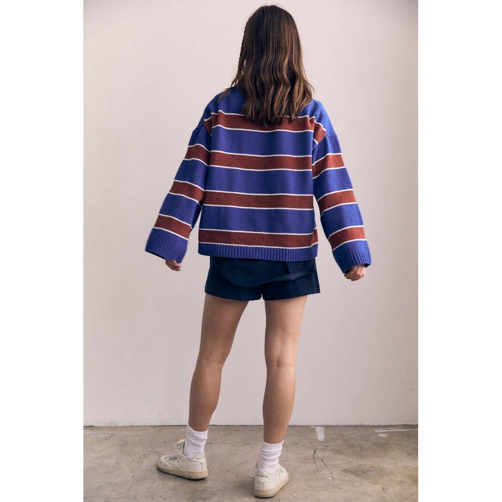 Crewneck Rayures Bleues et Bourgognes The Blank Lab - Ex - voto