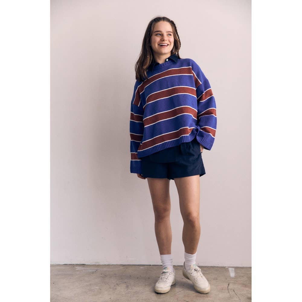 Crewneck Rayures Bleues et Bourgognes The Blank Lab - Ex - voto
