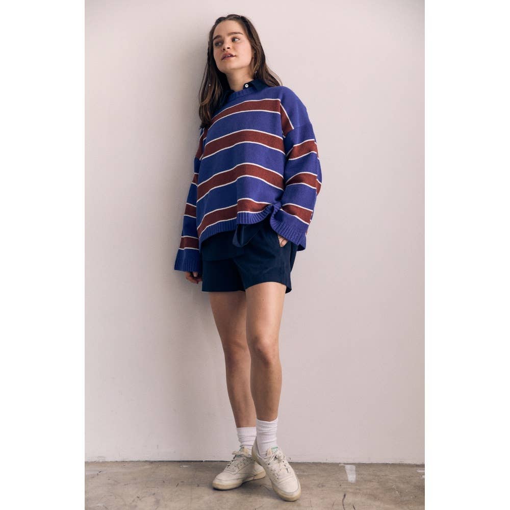 Crewneck Rayures Bleues et Bourgognes The Blank Lab - Ex - voto