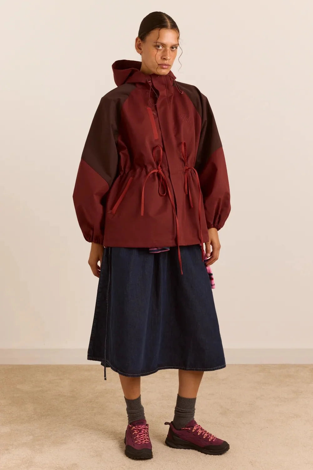 Damson Madder Liu Burgundy Raincoat
