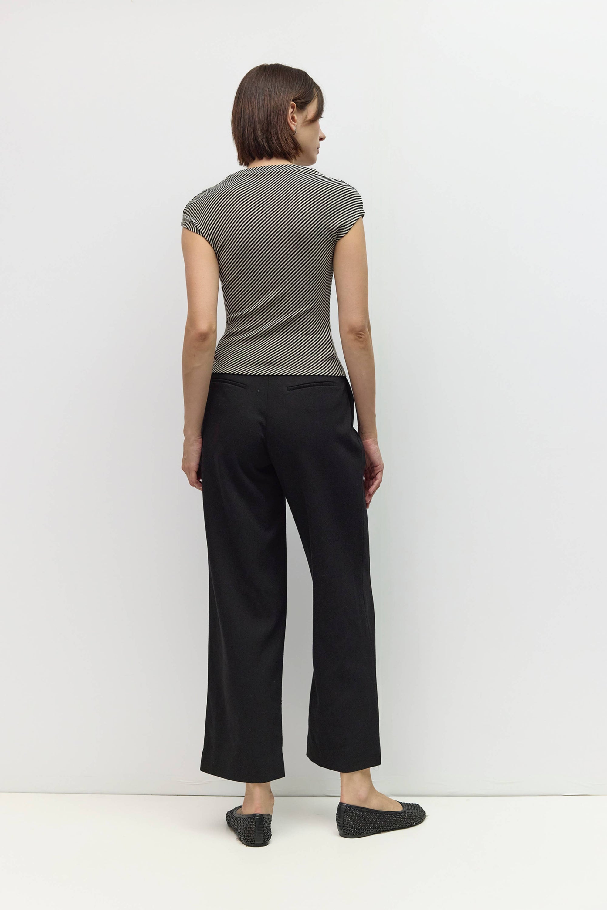 Haut Trinity Rayures Diagonales Noires et Blanches All Row