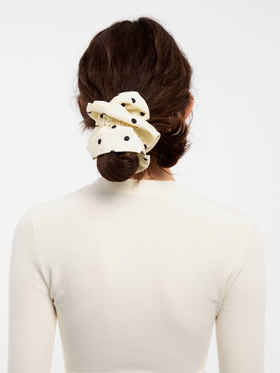 Élastique à Cheveux Chouchou Blanc à Pois Cubic - Ex - voto