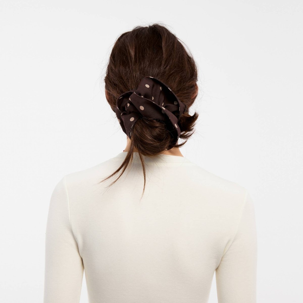 Élastique à Cheveux Chouchou Brun à Pois Cubic - Ex - voto