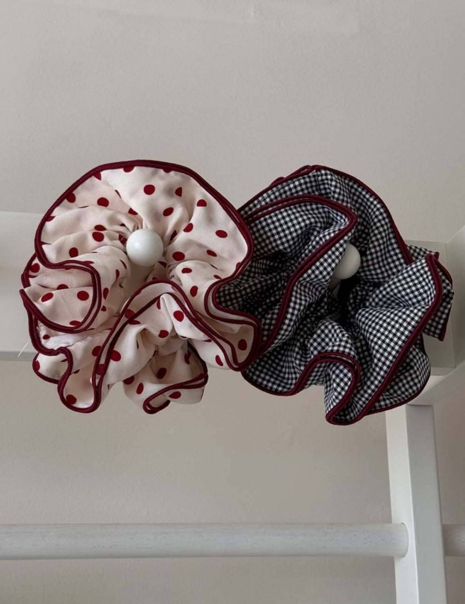 Élastique à Cheveux Chouchou Gingham Noir et Blanc Dipped Shop - Ex - voto