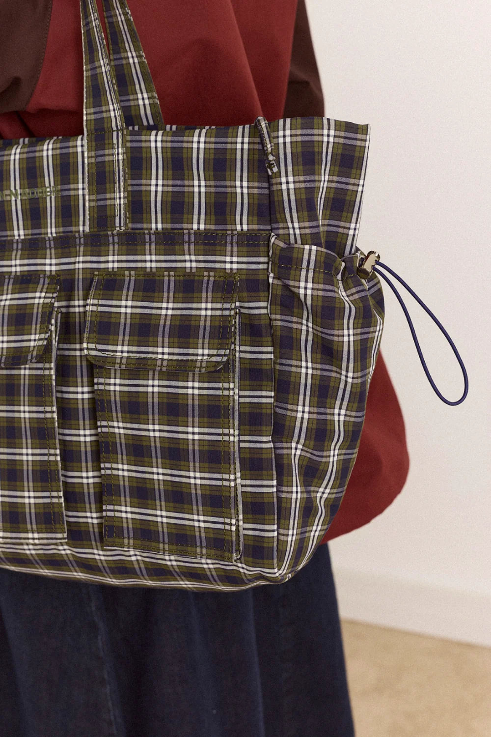 Damson Madder Eliza Bag – Navy and Green Check