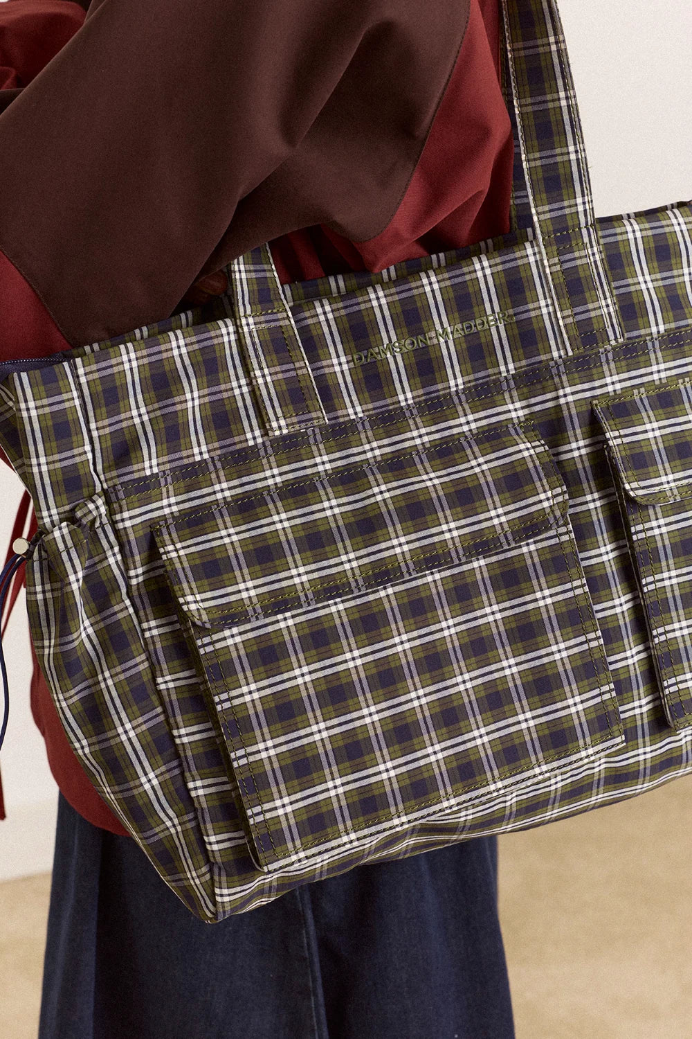 Damson Madder Eliza Bag – Navy and Green Check