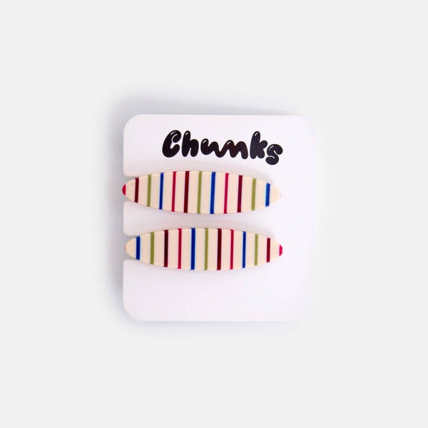 Ensemble de 2 Barrettes Allie Rayures Vanilles Chunks - Ex-voto