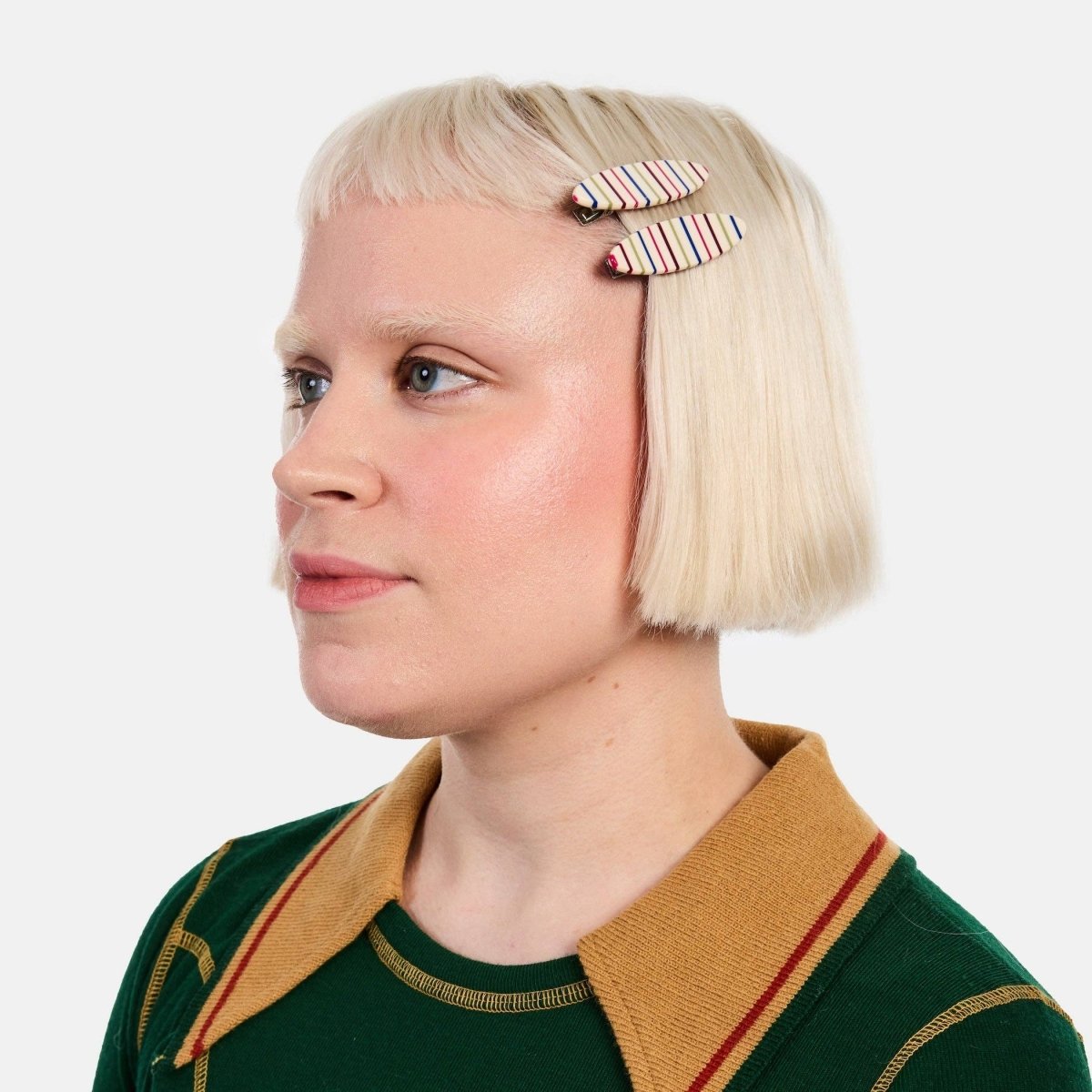 Ensemble de 2 Barrettes Allie Rayures Vanilles Chunks - Ex-voto