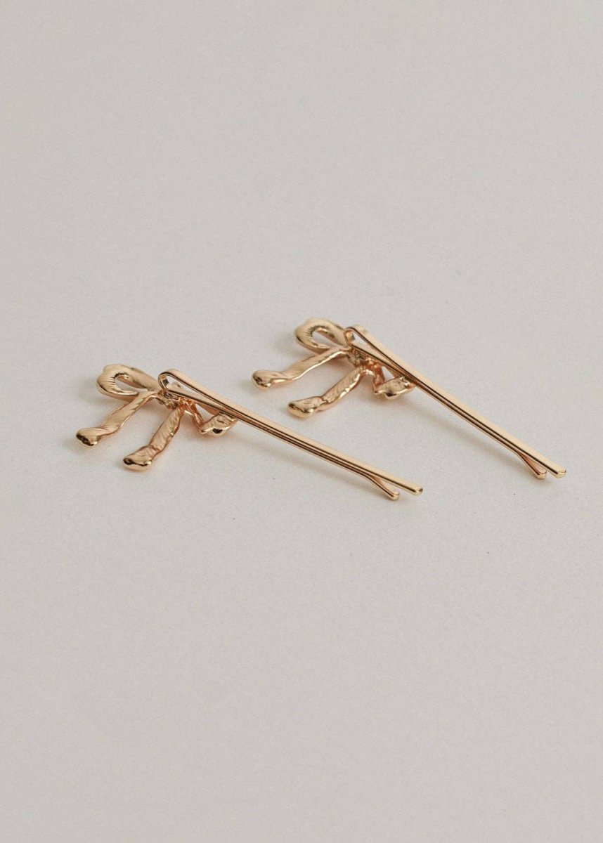 Ensemble de 2 Barrettes Bobby Pins Boucles Nar'sha Dorées - Ex - voto