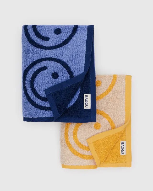 Ensemble de 2 serviettes à Mains Baggu Happy Blue Marigold - Ex - voto