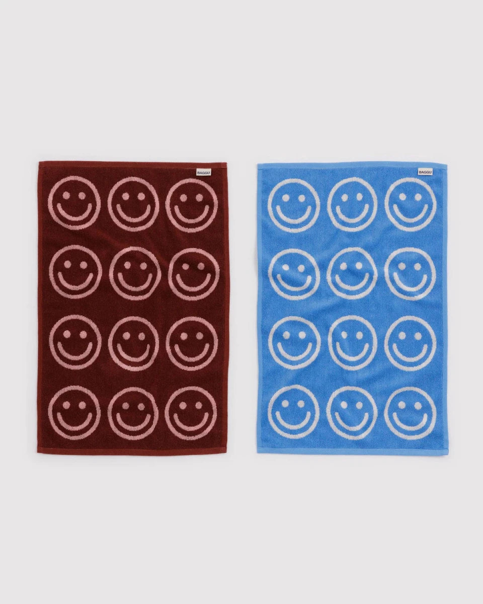 Ensemble de 2 serviettes à Mains Baggu Sky Blue and Blush Happy - Ex-voto