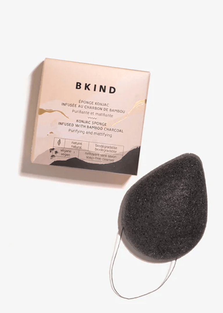 Éponge Konjac pour le visage Bkind - Charbon de bambou - Ex - voto