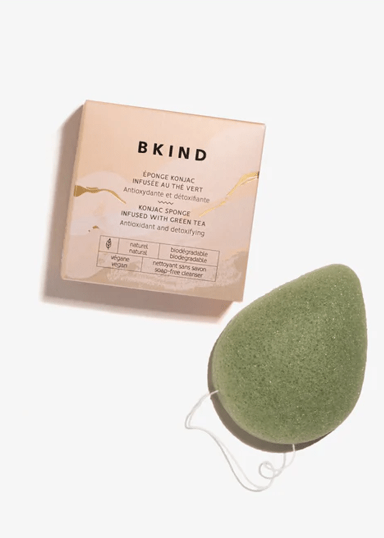 Éponge Konjac pour le visage Bkind - Thé vert - Ex - voto