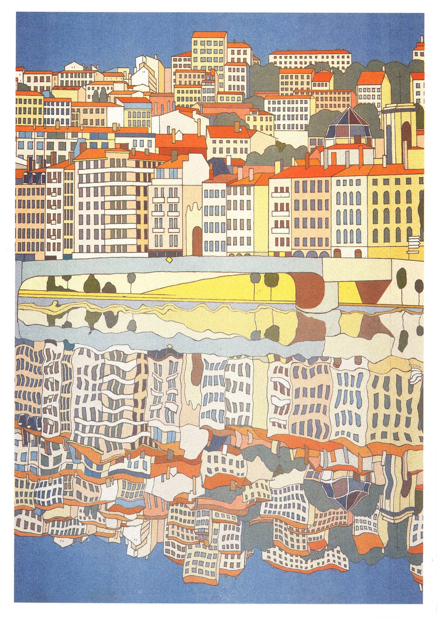 Affiche Lyon, Croix Rousse 12 x 17po Emma Roulette Kiblind Atelier