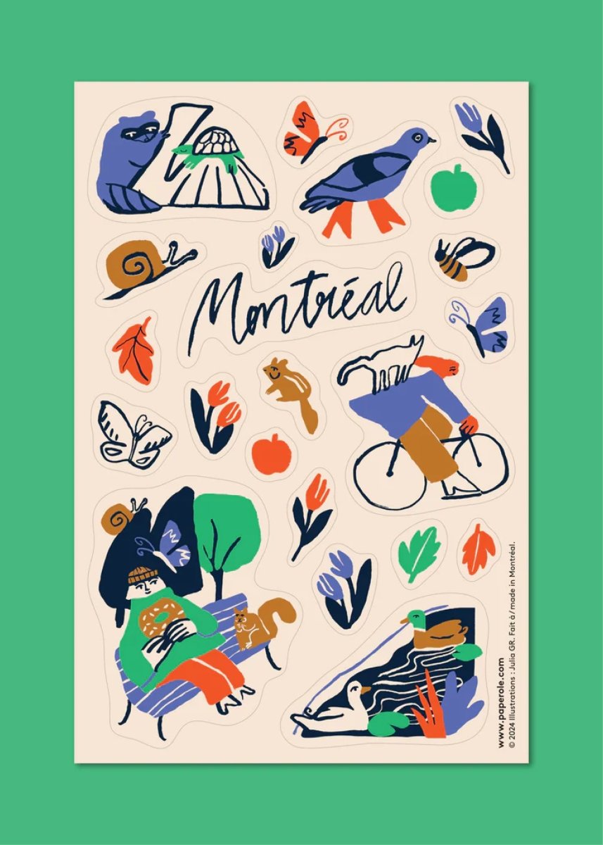 Feuille d'autocollants Balade à Montréal Paperole - Ex - voto