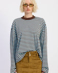 EP Blue and Brown Stripes Top 